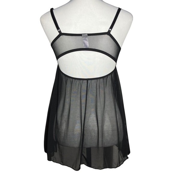 Y2K Black Sheer Babydoll Chemise Push Up Slip Dress. Small. Coquette, Whimsigoth - Picture 4 of 11